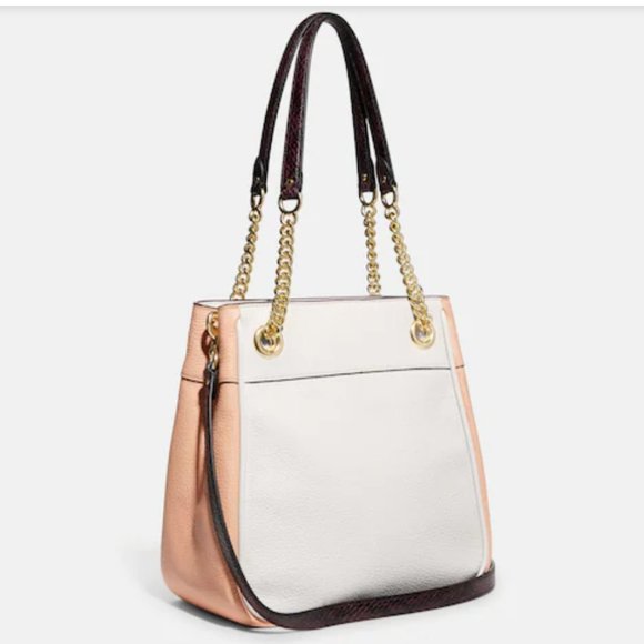 NWT Coach Cammie Chain Bucket Bag Colorblock shoulder|crossbody gold/white - Picture 4 of 6